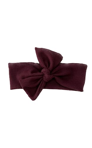 Burgundy Waffle Stretch Headband with Bow