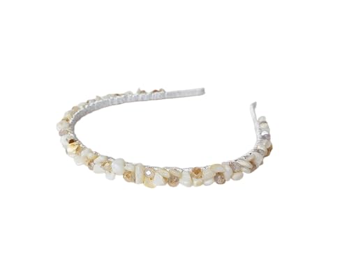 Handmade White Pearl Crystals Headband Crown