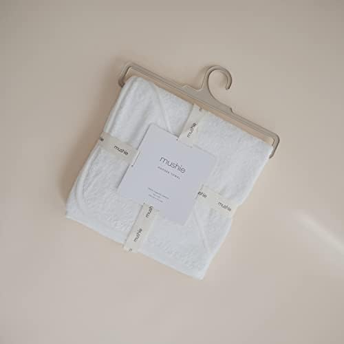 Mushie Baby Hooded Towel Organic Cotton Pearl 1