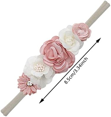 5PCS Baby Headbands Flowers Set Soft Nylon Handmade Headbands for Baby Girl