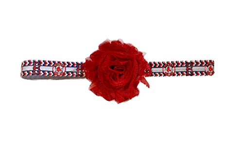 Handmade Red Sox Baby Girl Shabby Flower Elastic Headband 1