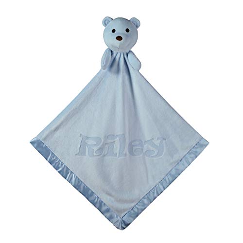 Custom Catch Personalized Teddy Bear Baby Blanket for Boy - Blue