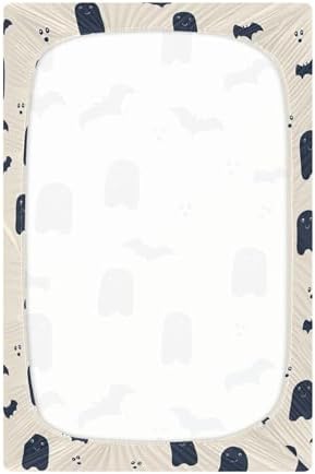 Qilmy Cute Ghosts and Bats Fitted Crib Sheet for Girls and Boys