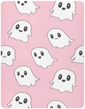 Qilmy Kawaii Ghost Fitted Crib Sheet for Girls and Boys