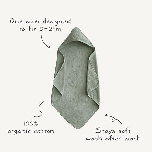 Mushie Baby Hooded Towel Organic Cotton Pearl 1