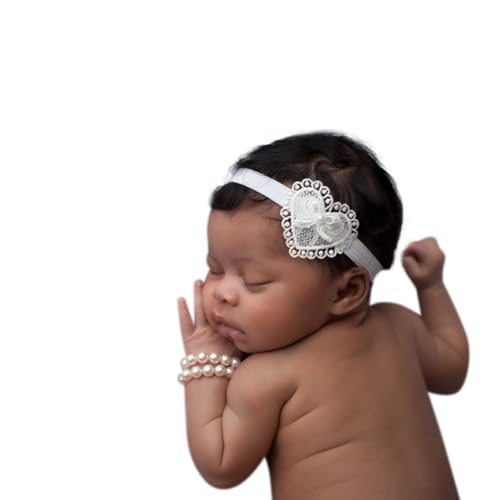 Chic Crystals Lace Heart Headband with Pearl for Baby Girls