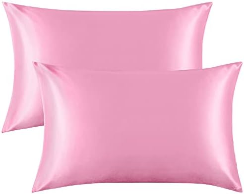 FLXXIE 2 Pack Satin Toddler Pillowcases Pink 14x20 Inches