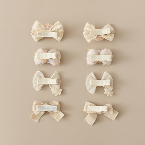 Baby Girls Hair Clips Set 8 Pcs Toddler Bows 2 Inch Handmade Barrettes