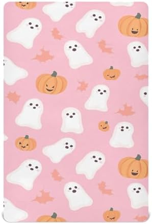 Qilmy Ghost Pattern Fitted Crib Sheet for Boys and Girls 28x52