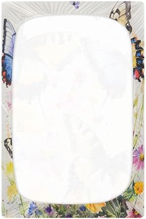 Qilmy Watercolor Butterflies Fitted Crib Sheet Soft Breathable