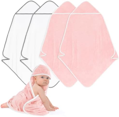 UNIMADE 4-Pack Hooded Baby Towels Soft Coral Fleece