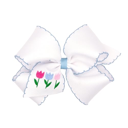 Wee Ones Easter Embellished Bow on WeeStay Clip Tulip Embroidery