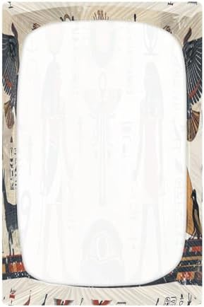 Wajiw Egyptian Figures Crib Sheets Soft Breathable Fitted 28x52In 1
