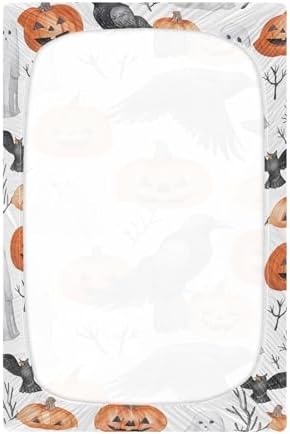 Qilmy Halloween Watercolor Crib Sheet for Kids