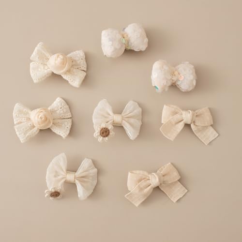 Baby Girls Hair Clips Set 8 Pcs Toddler Bows 2 Inch Handmade Barrettes