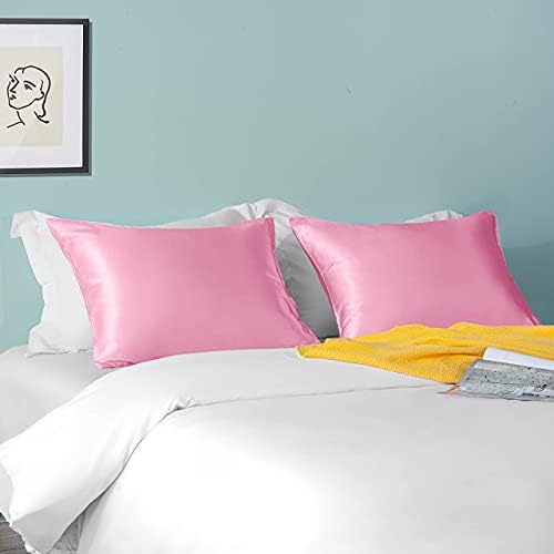 FLXXIE 2 Pack Satin Toddler Pillowcases Pink 14x20 Inches