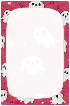 Qilmy Kawaii Cartoon Ghosts Fitted Crib Sheet for Girls and Boys