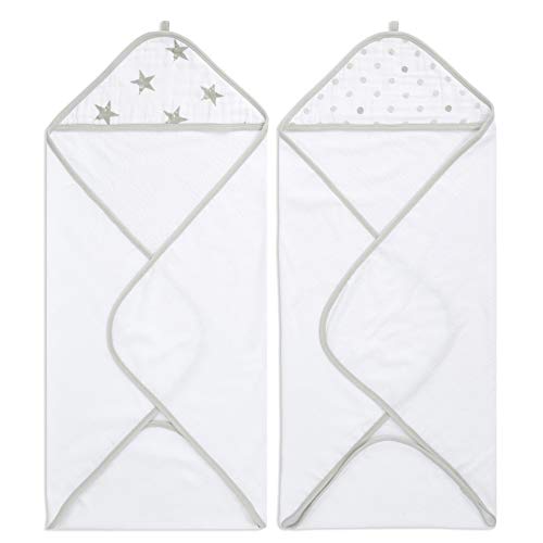 aden anais Classic Hooded Baby Bath Towel 2 Pack Dusty
