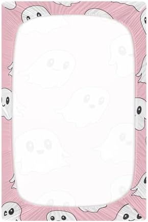 Qilmy Kawaii Ghost Fitted Crib Sheet for Girls and Boys