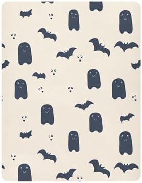 Qilmy Cute Ghosts and Bats Fitted Crib Sheet for Girls and Boys