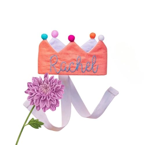 Salmon Orange Personalized Birthday Crown for Toddlers