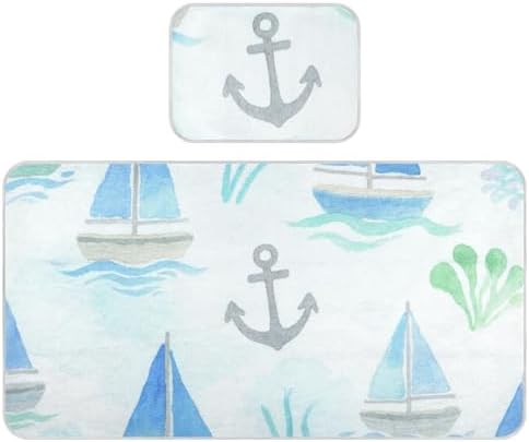 Cooling Blue Sailing Boat Baby Crib Mattress Pad 28x52
