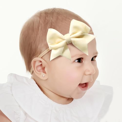 10PCS Velvet Baby Bows with Stretchy Nylon Headbands for Girls