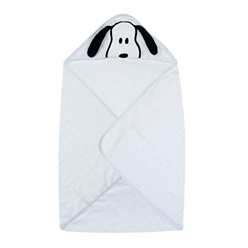 Lambs Ivy Snoopy Baby Hooded Bath Towel - White