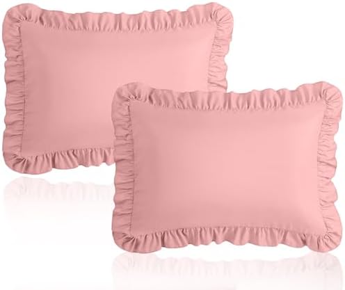 13x18 Toddler Pillow Cases Set of 2 Light Pink Ruffled