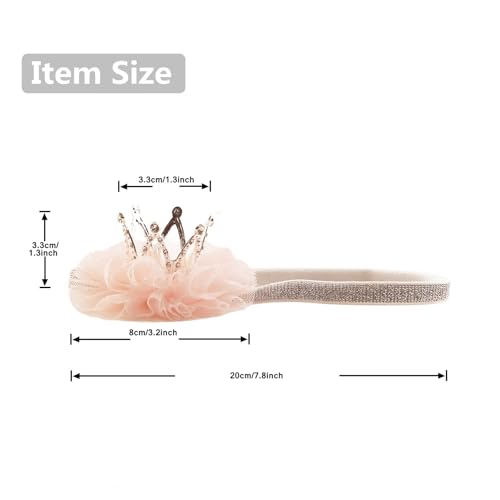 Nishine Mini Baby Girl Tulle Crown Headband Silver Elastic