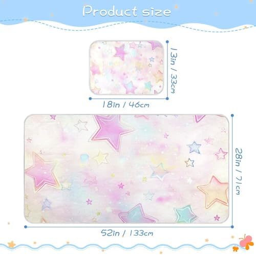 Sweet Cute Stars Blush Cooling Mattress Pad 28x52 1