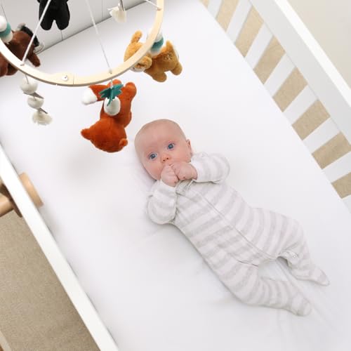 The Peanutshell Wooden Crib Mobile with Lullabies and Western Animals