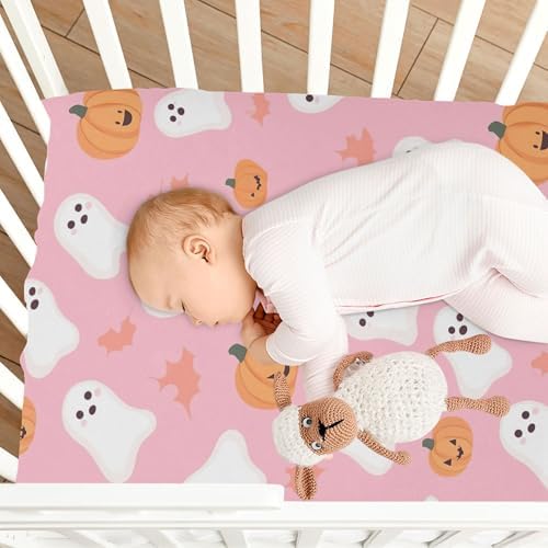 Qilmy Ghost Pattern Fitted Crib Sheet for Boys and Girls 28x52