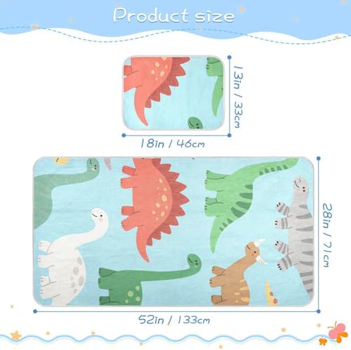 Blue Dinosaur Cooling Baby Waterproof Crib Mattress Pad