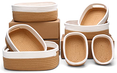 7 Piece Cotton Woven Basket Set - WhiteJute