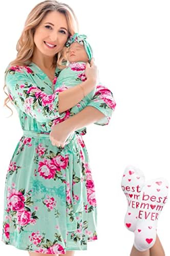 ECO BABY Mommy and Me Robe Swaddle Set 1