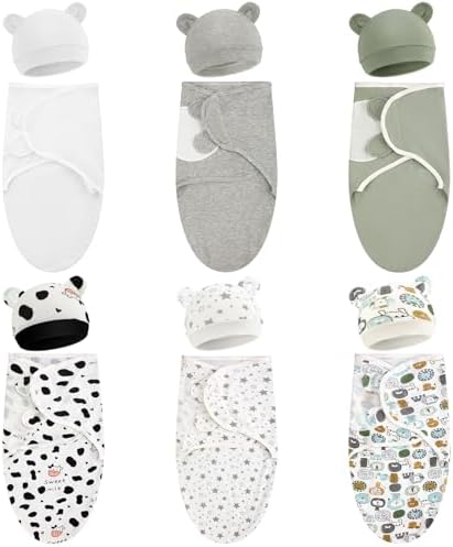 VitalCozy 6 Pack Preemie Swaddle Blanket Set with Hat