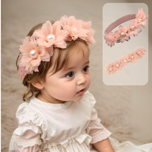 Rannyrena Baby Girls Soft Elastic Pearl Headband