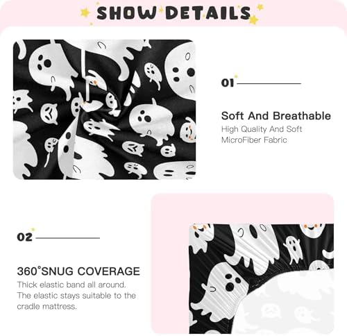 Qilmy Halloween Ghosts Fitted Crib Sheet for Kids 1