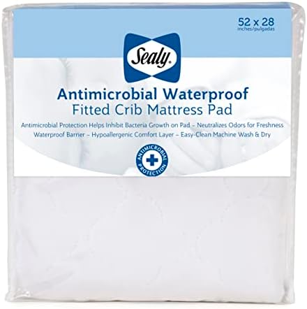 Sealy Baby Waterproof Crib Mattress Protector Pad - 52 x 28 White
