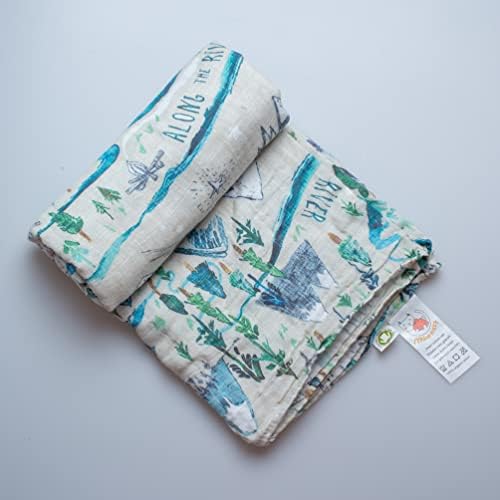Miaoberry Organic Muslin Swaddle Blanket with Hat and Wooden Newborn Sign