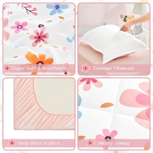 Cozyholy 4 Piece Floral Toddler Bedding Set