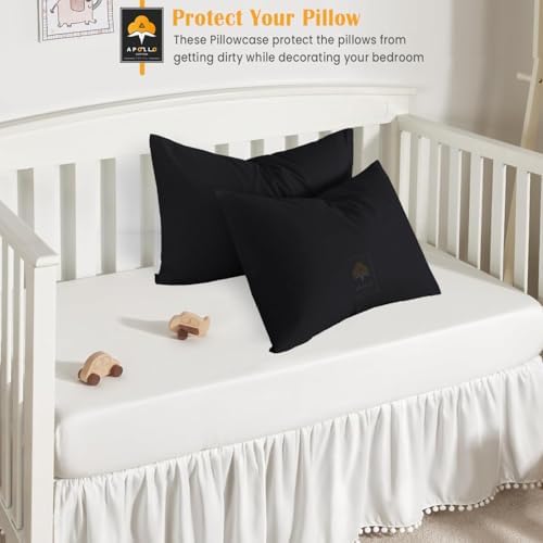 Toddler Pillowcase Set of 2 12x16 Black Egyptian Cotton