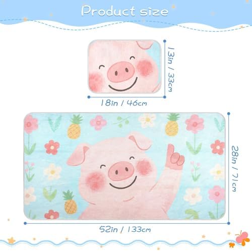 Flower Pig Blue Cooling Waterproof Crib Mattress Pad 28 x 52 Inch