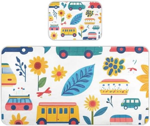 Cute Cartoon Car Sunflower Baby Mattress Pad