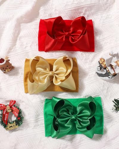 3PCS Baby Bows Christmas Headbands for Baby Girls