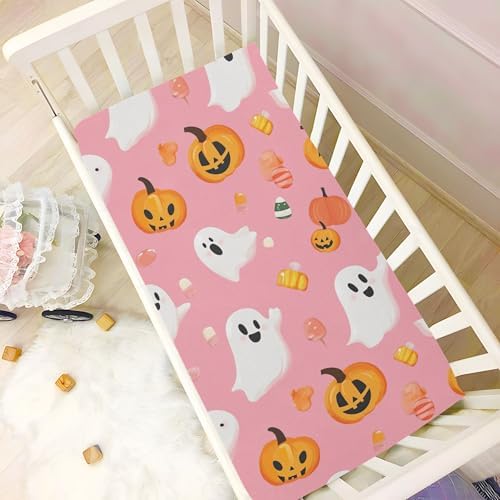 Qilmy Cute Ghosts Fitted Crib Sheet for Girls and Boys