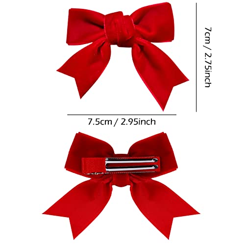KCHIES Red Velvet Ribbon Bow Hair Clip 3in