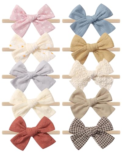Doboi 20PCS Hair Bows Nylon Headbands for Babies and Kids
