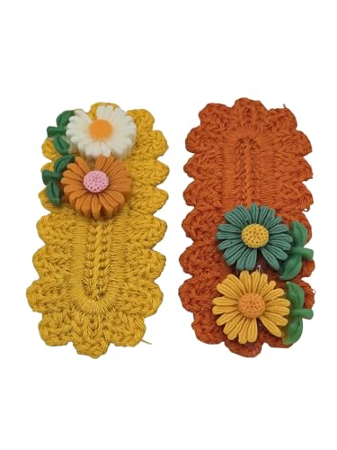 PINK TULIPS BOWTIQUE - 2 Knitted Hair Clips for Baby Girls